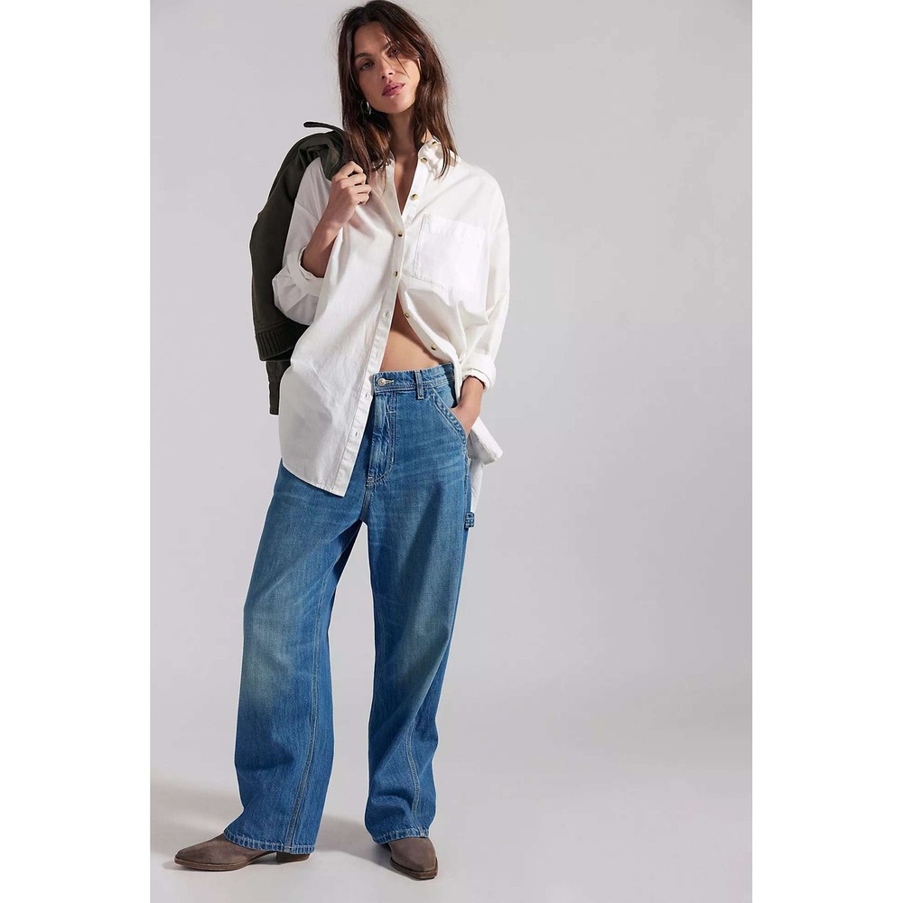 We The Free People Easton Low-Rise Workwear Jeans‎ Blue Lake Size 31 NWT
